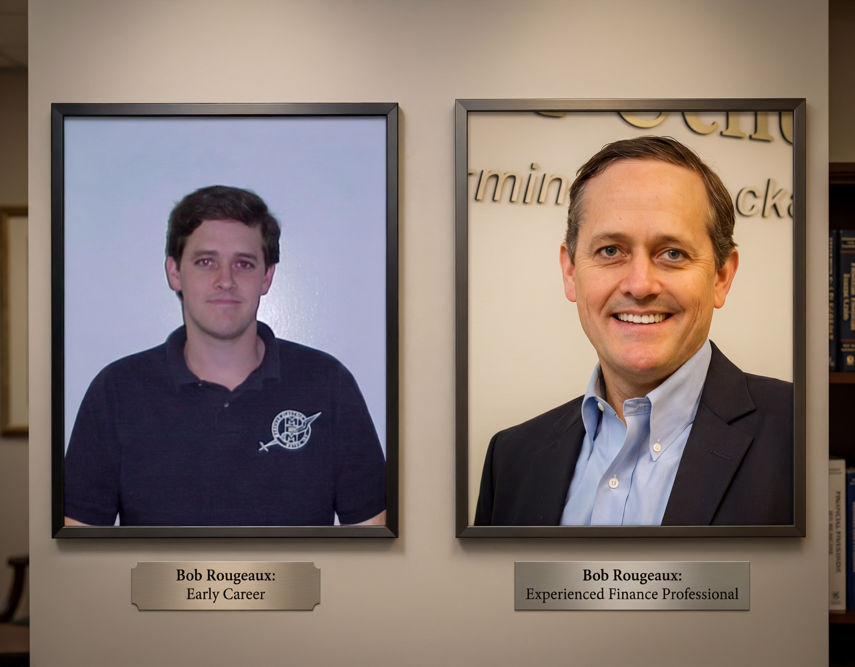 Bob Rougeaux in 1998 and 2023 — finance and accounting career with a data tech track running alongside the entire way.